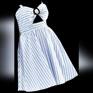 NWT CUPSHE Blue and White Striped Sundress - Size Medium